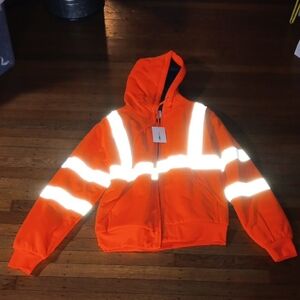 Fashion Nova Orange and Gray Reflective Work Hoodie